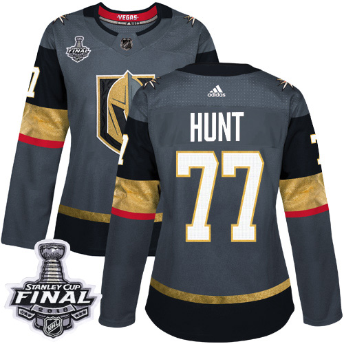 Adidas Golden Knights #77 Brad Hunt Grey Home Authentic 2018 Stanley Cup Final Women's Stitched NHL Jersey - Click Image to Close